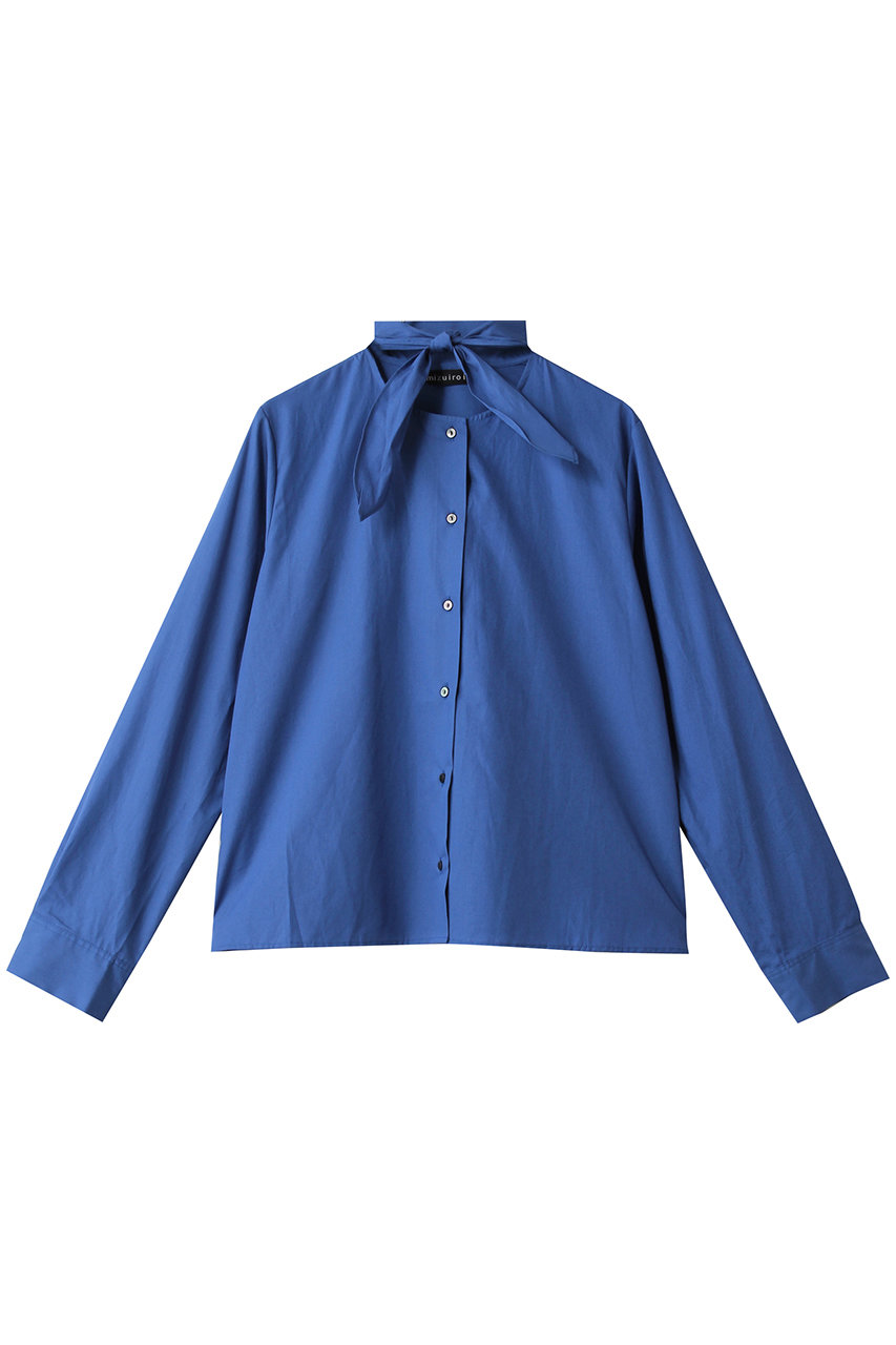 ミズイロインド/mizuiro indのリボンタイシャツ(blue/4-230060)