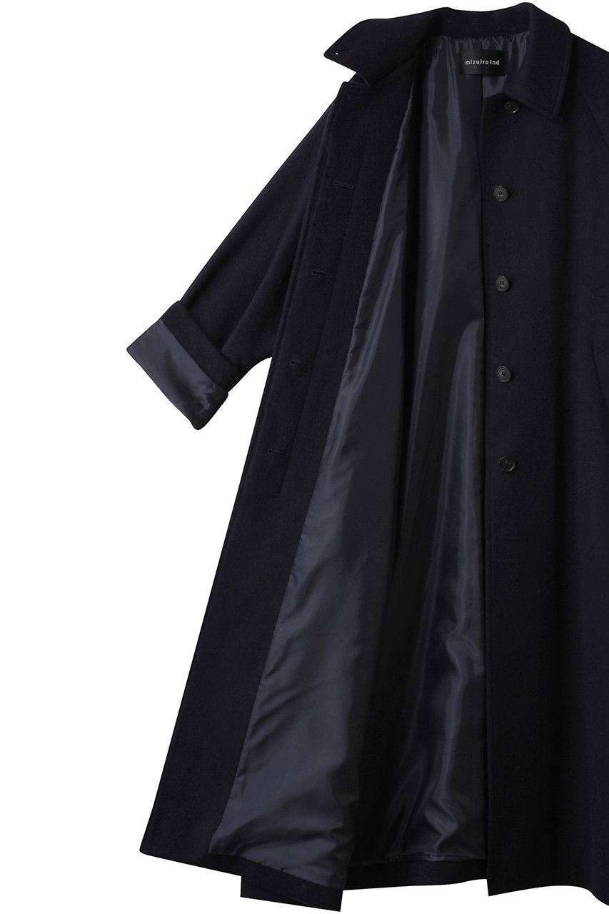 mizuiro ind(ミズイロインド)｜ウール混バルマカーンコート/navy の