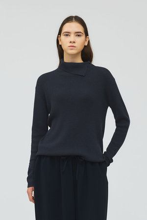 ミズイロインド/mizuiro indのrib high neck P/O with button プルオーバー(110300/110301)