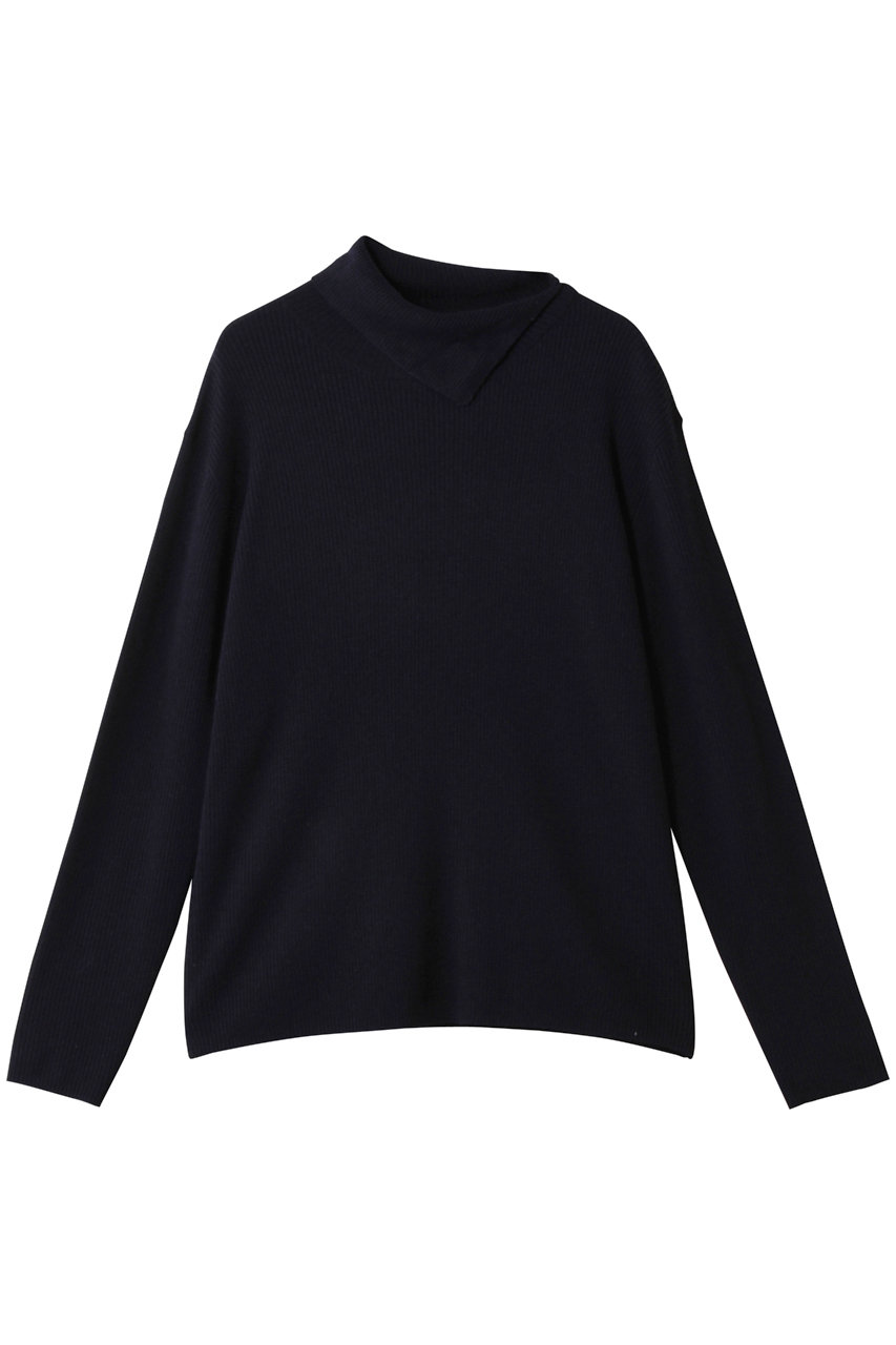 ボタン付きリブハイネックプルオーバー