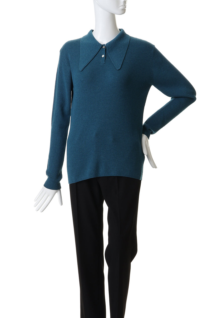 mizuiro ind(ミズイロインド)｜long collar knit Polo ポロニット/l