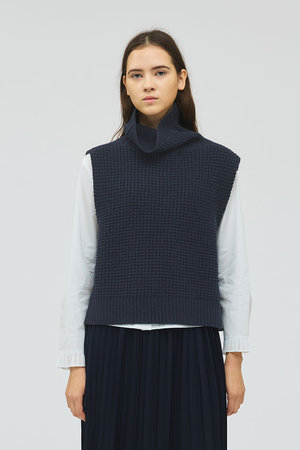 ミズイロインド/mizuiro indのwaffle high neck vest ベスト(110300/110301)