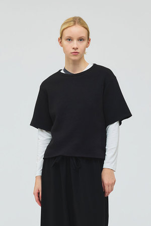 ミズイロインド/mizuiro indのパイルハーフスリーブワイドプルオーバー(110100/110102)