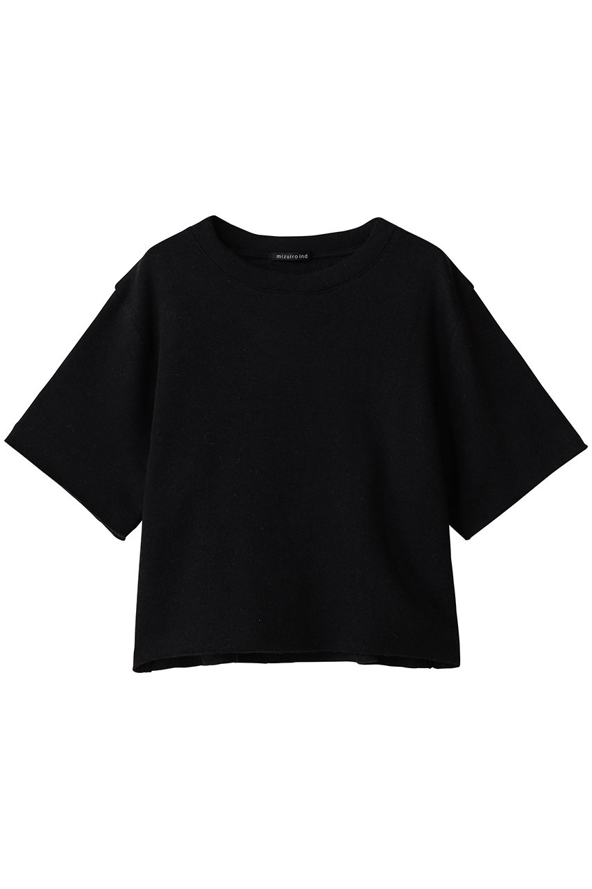 ミズイロインド/mizuiro indのパイルハーフスリーブワイドプルオーバー(black/4-210030)
