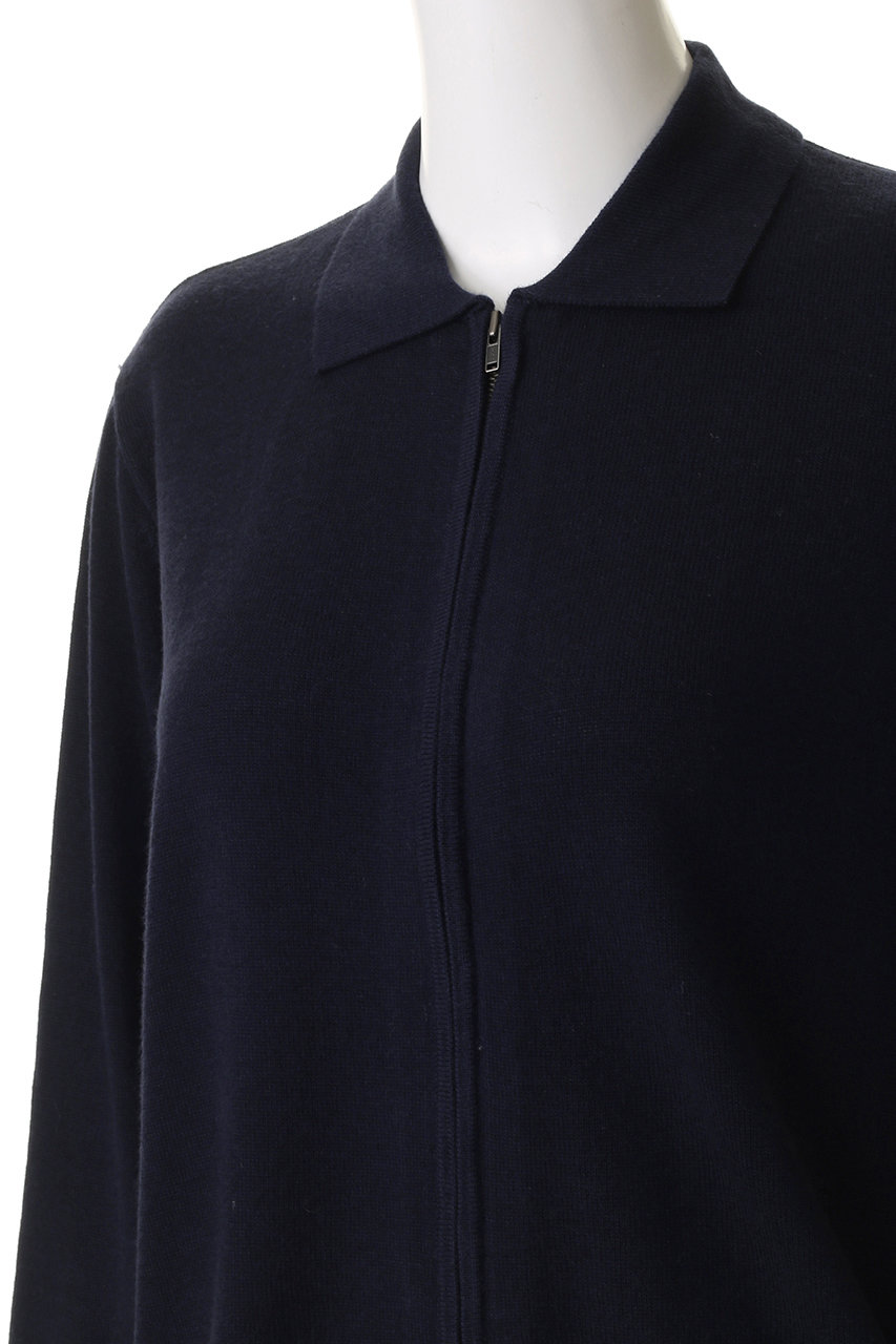 mizuiro ind(ミズイロインド)｜襟付きジップカーディガン/navy の通販