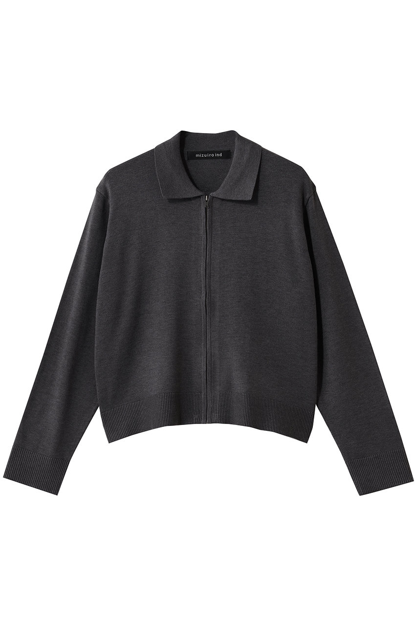 ミズイロインド/mizuiro indの襟付きジップカーディガン(c.gray/4-220087)