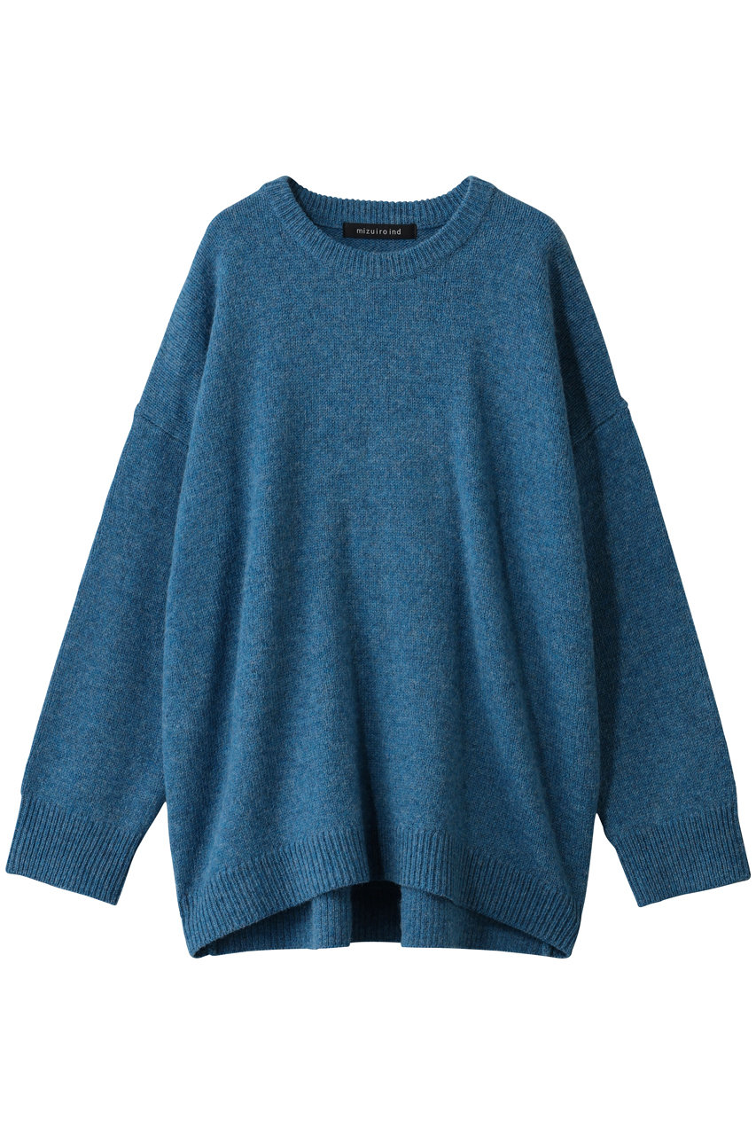 【ミズイロインド】25SSネイビーワッシャーボイルクルーネックワイドプルオーバー 1-210059]mizuiro ind(ミズイロインド)ワッシャーボイルクルーネック