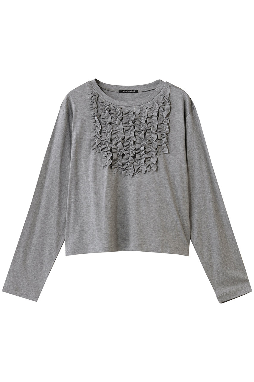 mizuiro ind(ミズイロインド)｜フロントフリルプルオーバー/c.gray の