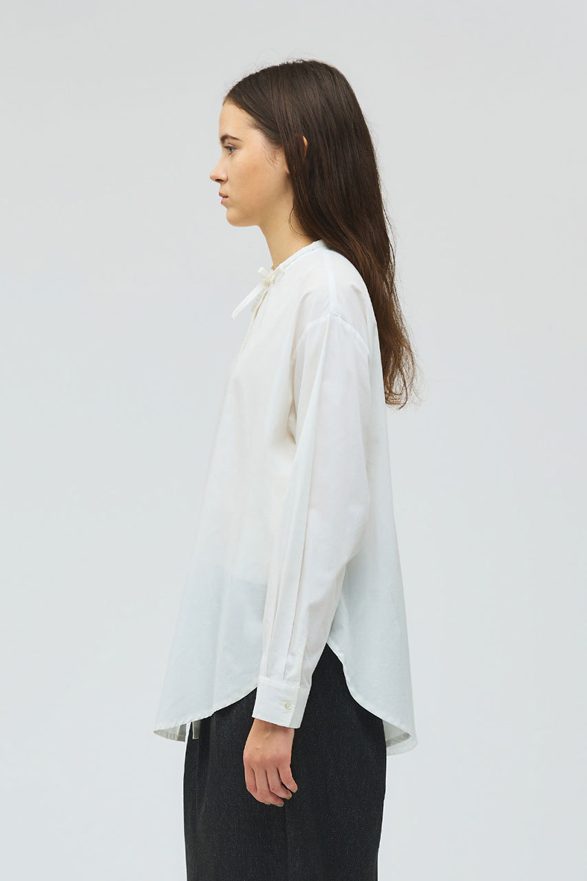 mizuiro ind(ミズイロインド)｜リボンタイロングシャツ/off white の 