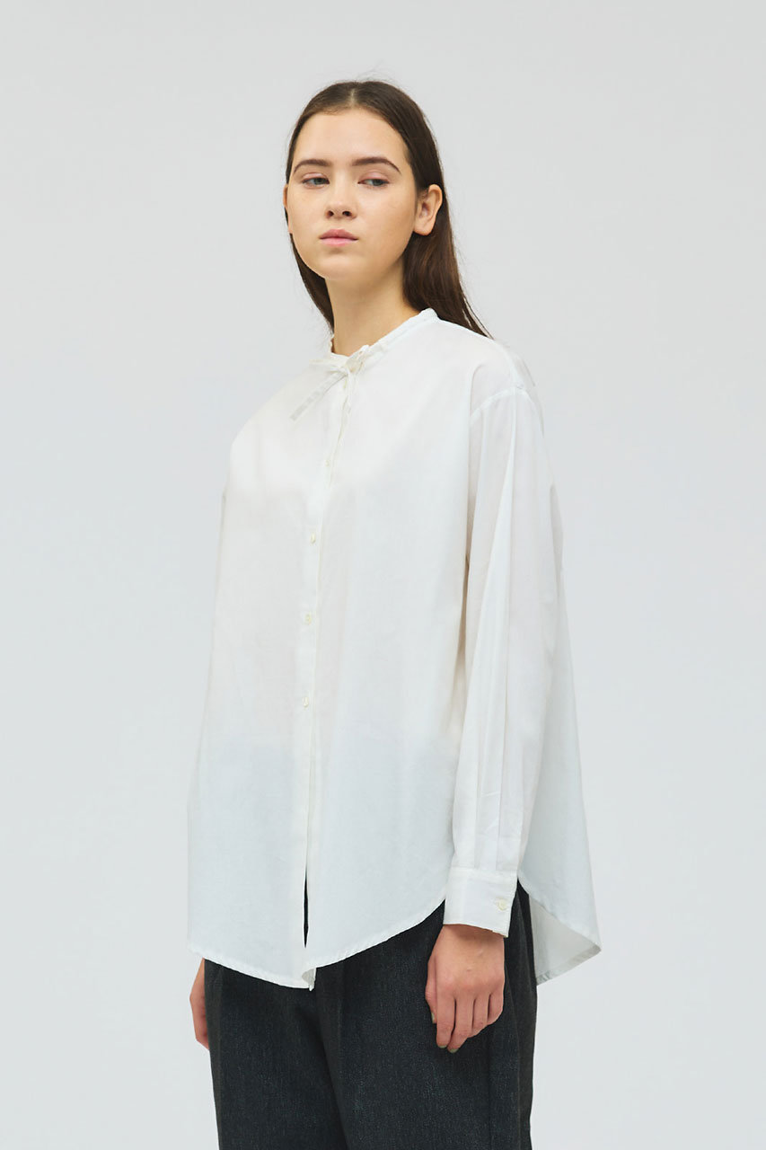 mizuiro ind(ミズイロインド)｜リボンタイロングシャツ/off white の