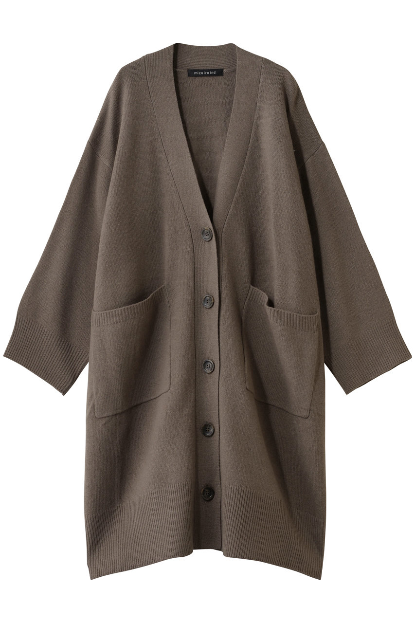 mizuiro ind(ミズイロインド)｜ワイドVネックカーディガン/beige の