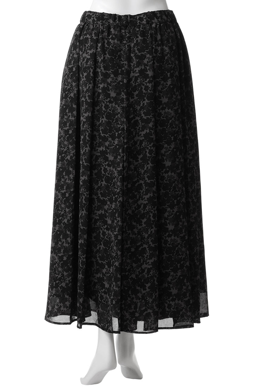 mizuiro ind(ミズイロインド)｜フラワープリントロングスカート/black