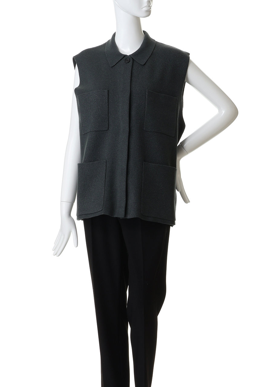 mizuiro ind(ミズイロインド)｜wide vest with collar ベスト/gray の