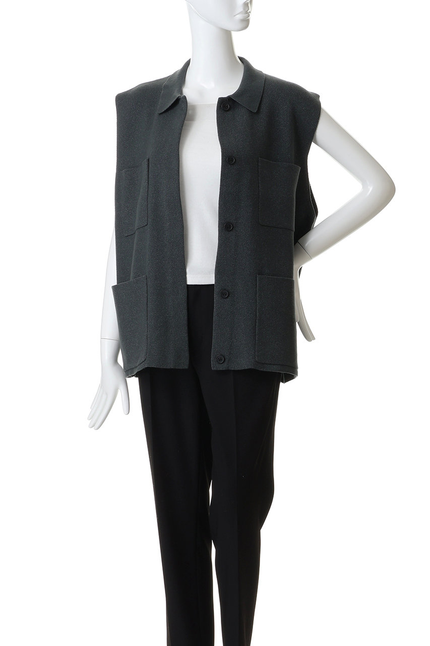 mizuiro ind(ミズイロインド)｜wide vest with collar ベスト/gray の