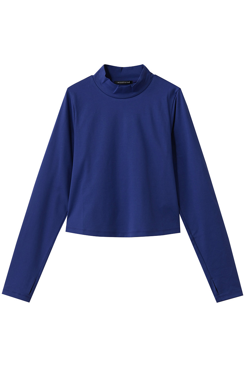 ミズイロインド/mizuiro indのmock neck T shirt シャツ(blue/4-210041)