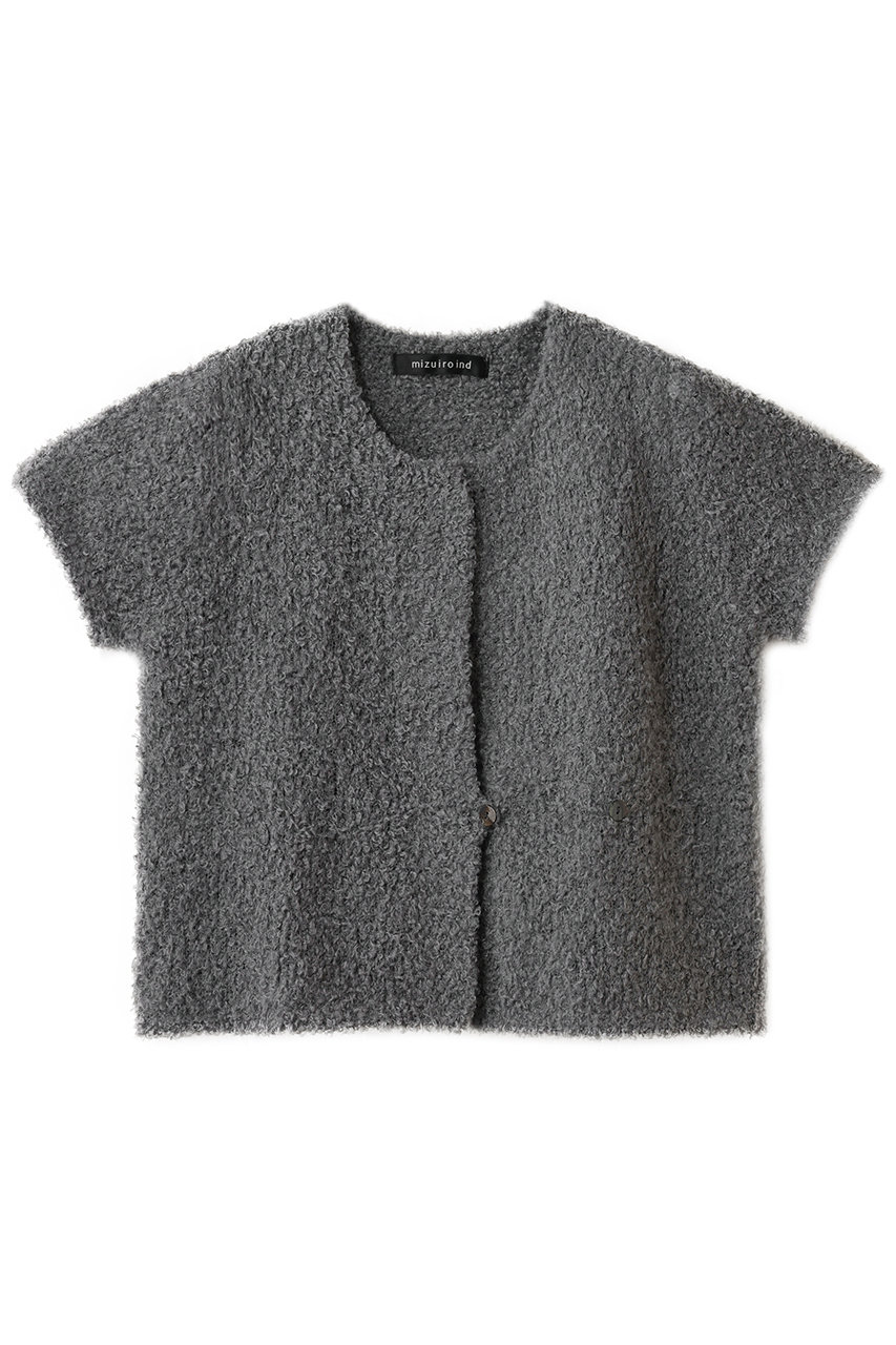 ミズイロインド/mizuiro indのhairy yarn French slv C/D カーディガン(gray/4-220107)