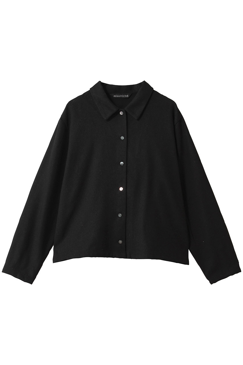ミズイロインド/mizuiro indのwool blend basic shirt シャツ(black/4-230067)