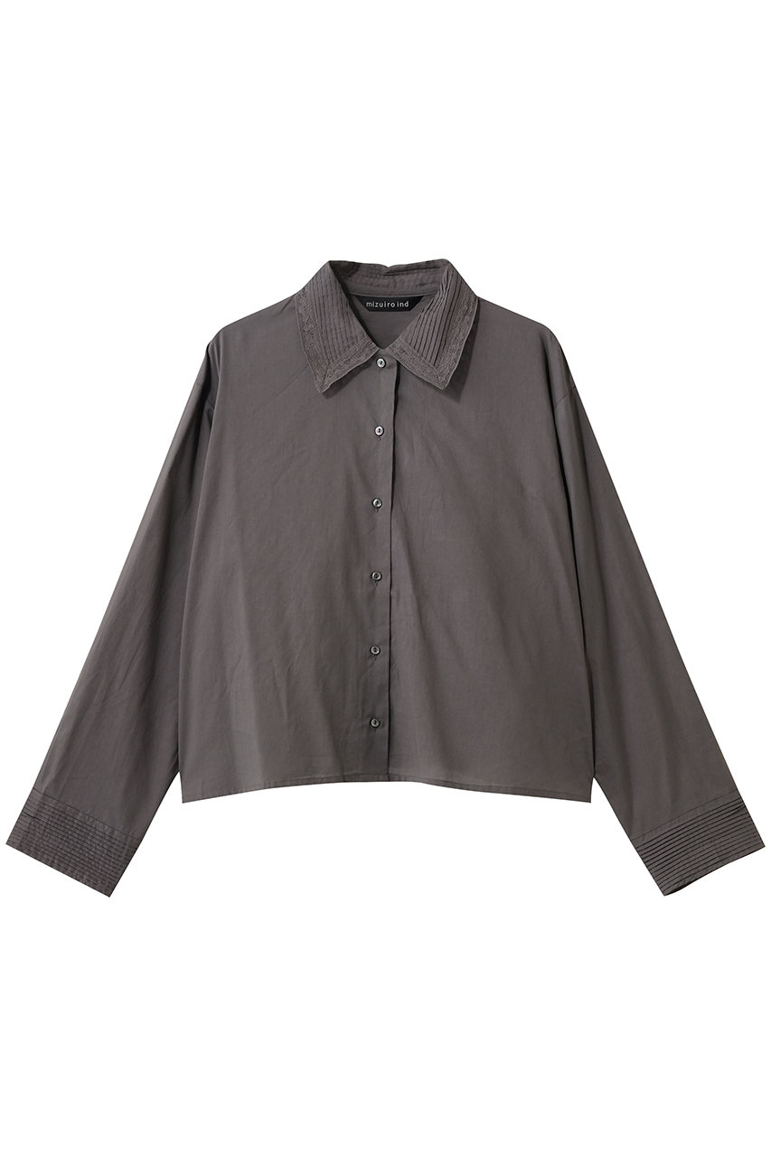 ミズイロインド/mizuiro indのpin tuck collar shirt シャツ(c.gray/1-230126)