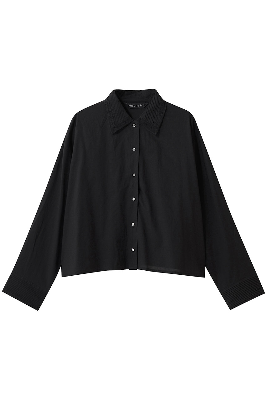 ミズイロインド/mizuiro indのpin tuck collar shirt シャツ(black/1-230126)