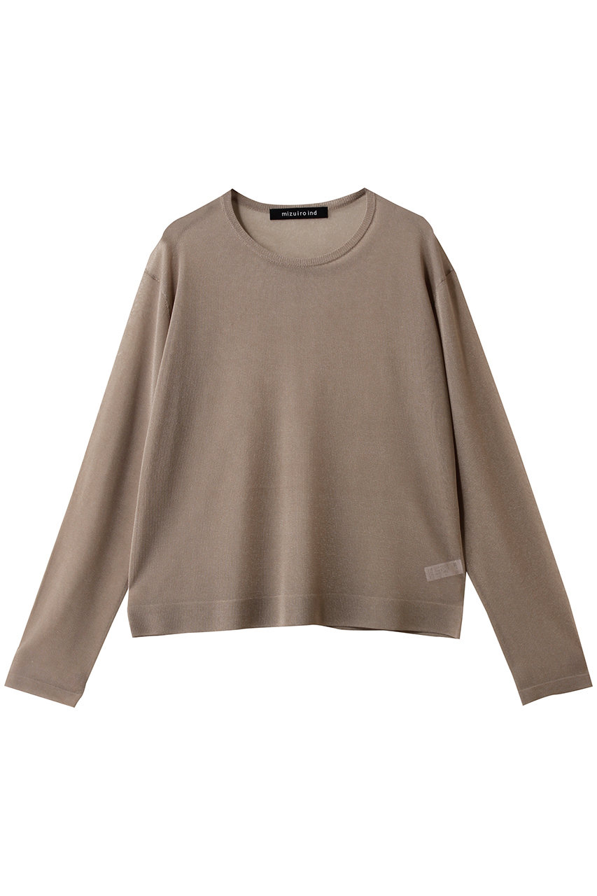ミズイロインド/mizuiro indのsheer crew neck P/O プルオーバー(beige/1-220056)