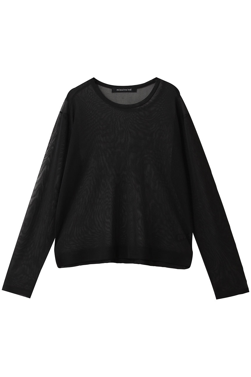 ミズイロインド/mizuiro indのsheer crew neck P/O プルオーバー(black/1-220056)