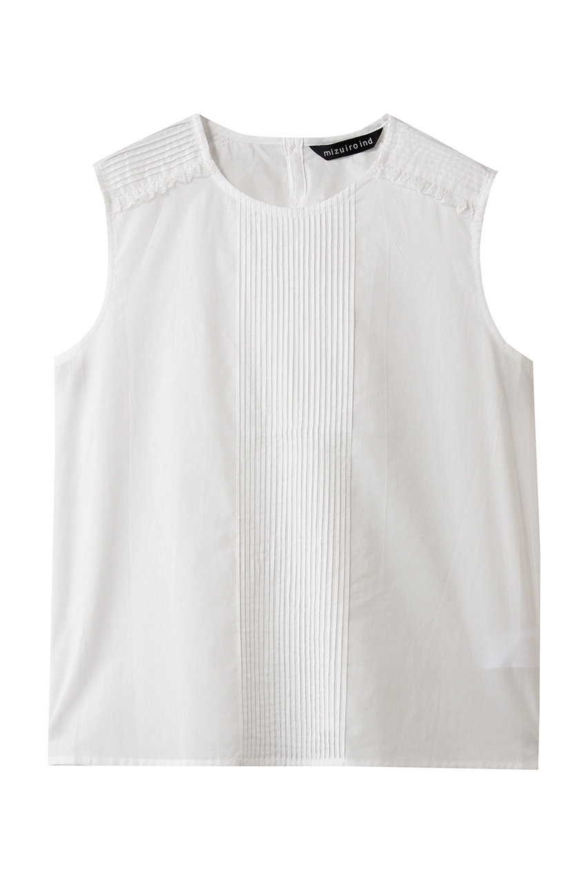 ミズイロインド/mizuiro indのpin tuck & lace N/S P/O プルオーバー(off white/1-230127)