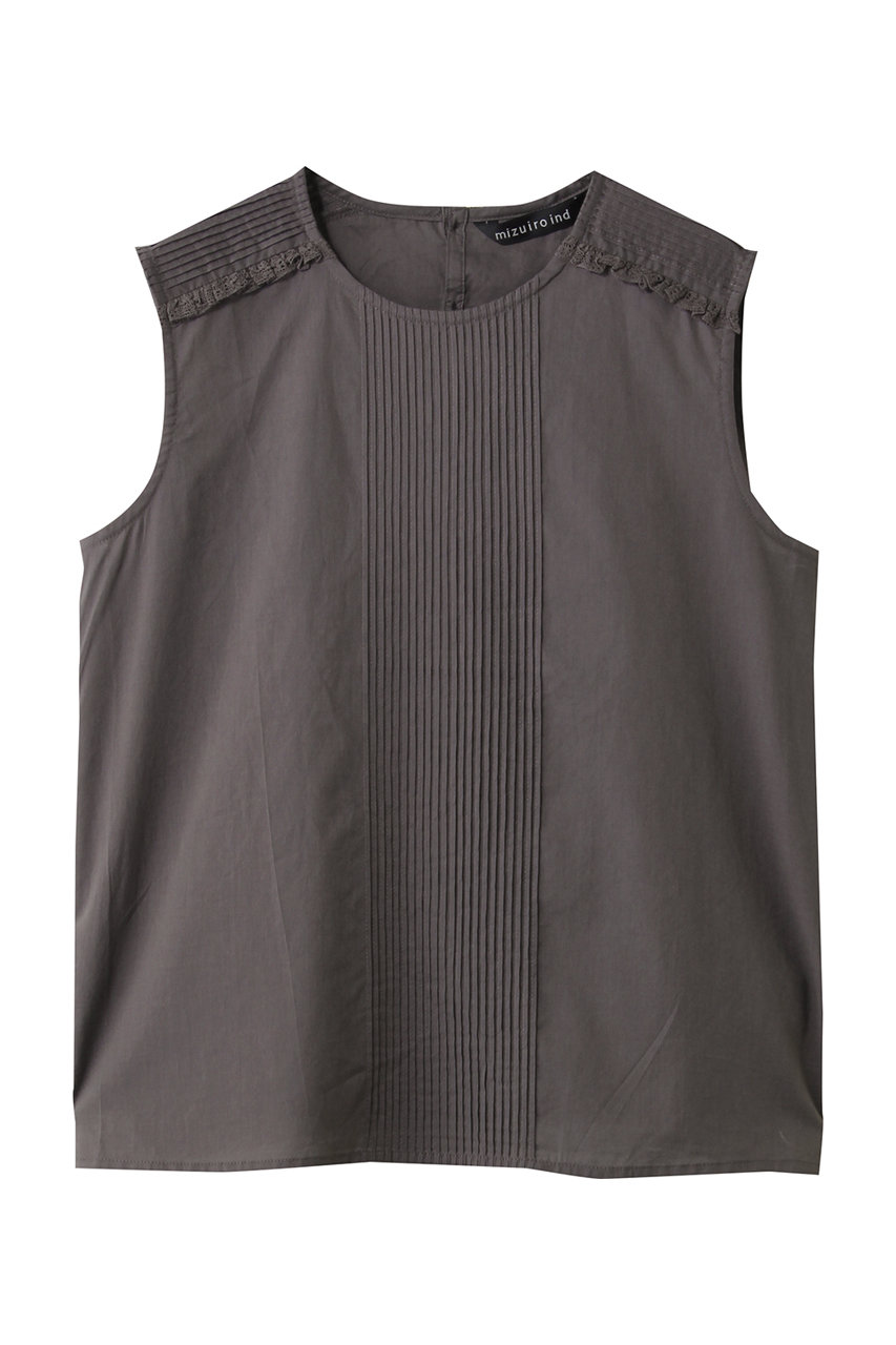 ミズイロインド/mizuiro indのpin tuck & lace N/S P/O プルオーバー(c.gray/1-230127)
