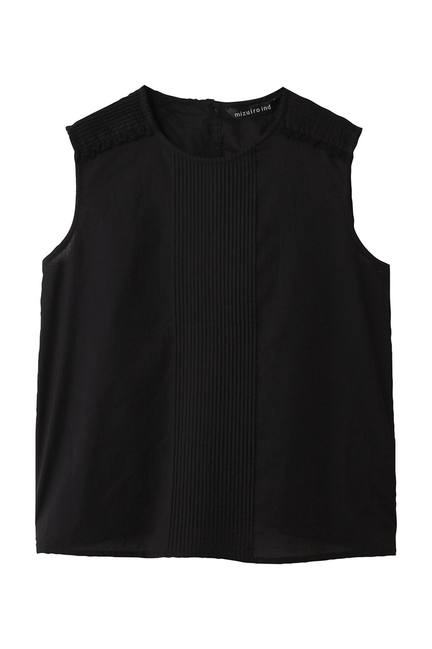 ミズイロインド/mizuiro indのpin tuck & lace N/S P/O プルオーバー(black/1-230127)