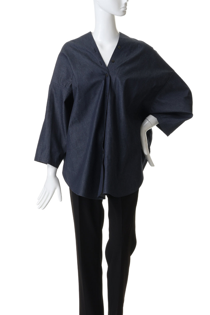 mizuiro ind(ミズイロインド)｜V neck denim shirt シャツ/96 の通販