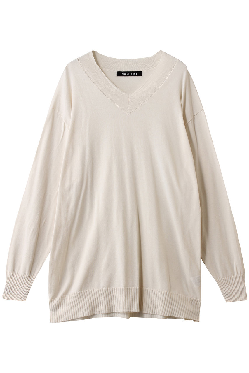 ミズイロインド/mizuiro indのV neck wide P/O プルオーバー(ivory/1-220059)