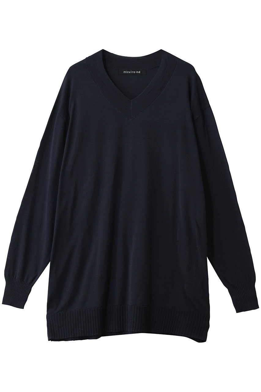 ミズイロインド/mizuiro indのV neck wide P/O プルオーバー(navy/1-220059)