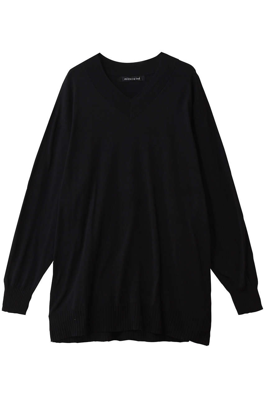 ミズイロインド/mizuiro indのV neck wide P/O プルオーバー(black/1-220059)