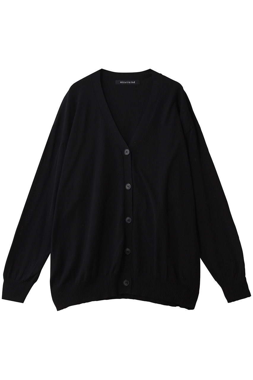 ミズイロインド/mizuiro indのV neck wide C/D カーディガン(black/1-220060)
