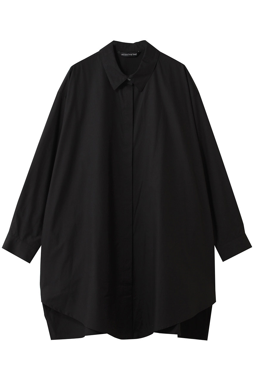 ミズイロインド/mizuiro indのbox cut shirt シャツ(black/1-230128)