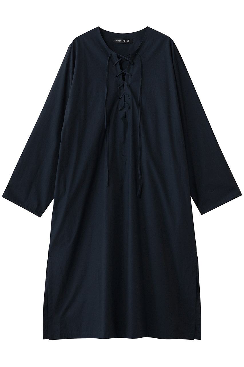 ミズイロインド/mizuiro indのlace up OP ワンピース(navy/1-250072)