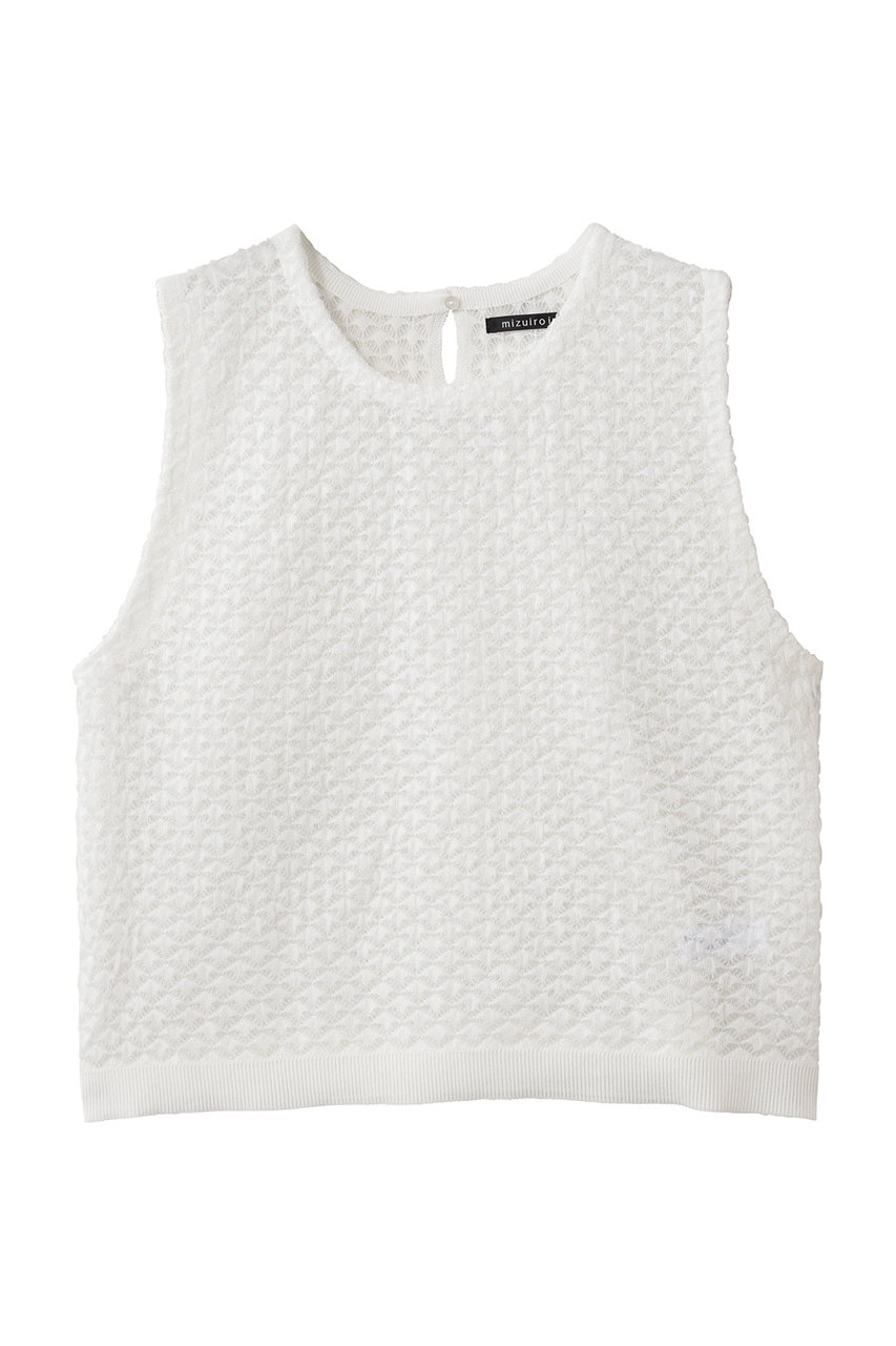 mizuiro ind(ミズイロインド)｜patterned sheer vest ベスト/off white