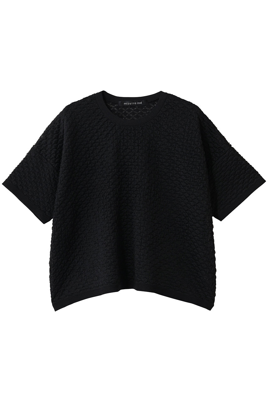 ミズイロインド/mizuiro indのpatterned sheer wide P/O プルオーバー(black/1-220058)