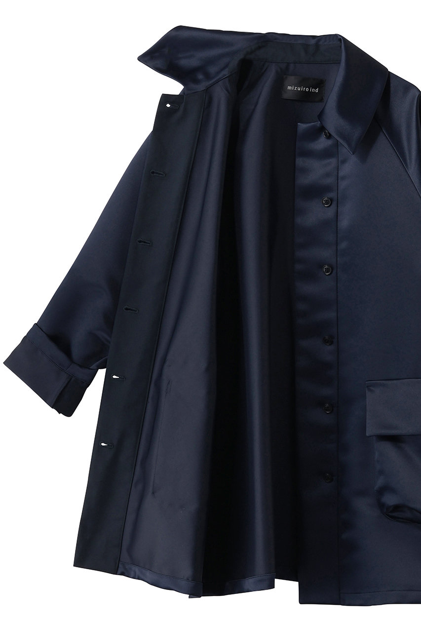 mizuiro ind(ミズイロインド)｜satin dolman coat コート/navy の通販