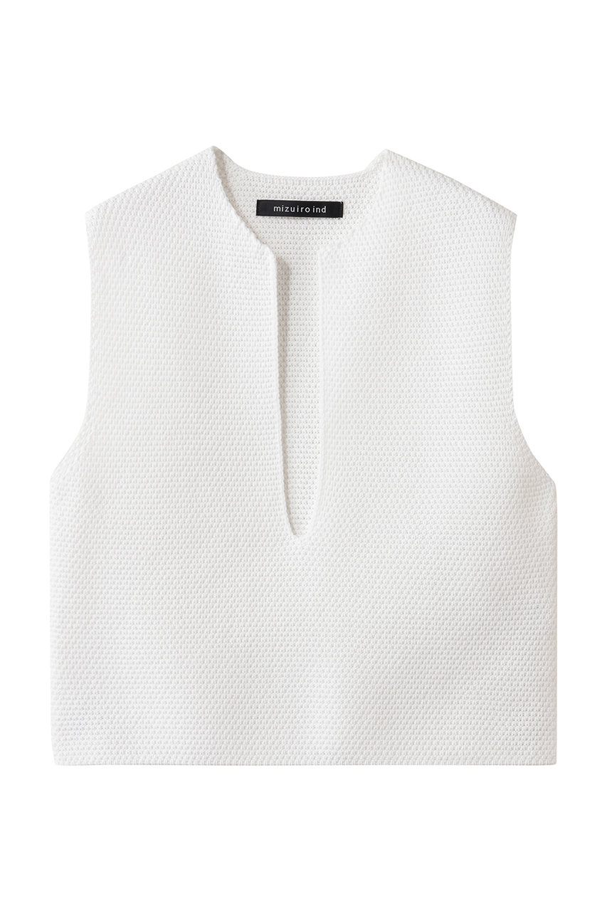 ミズイロインド/mizuiro indのdeep V neck vest ベスト(off white/1-220075)