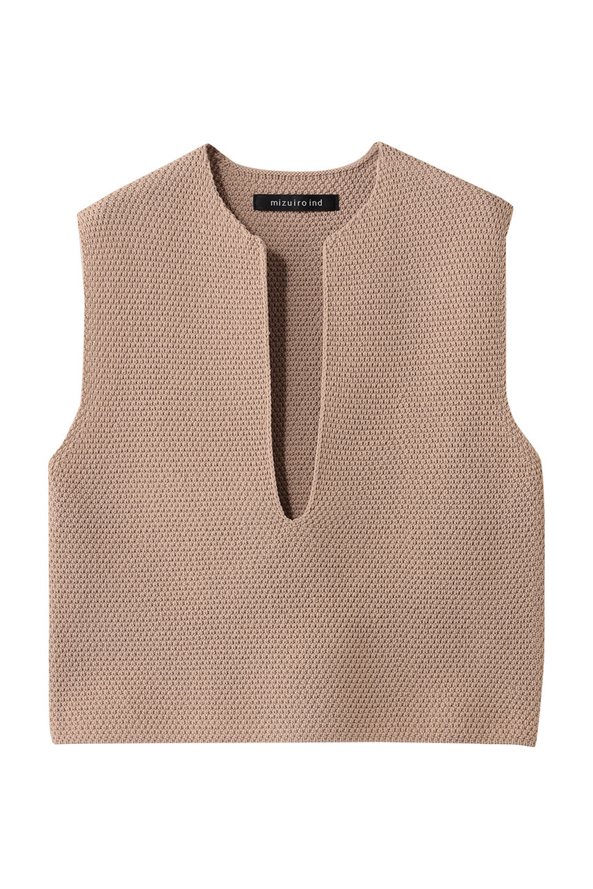 ミズイロインド/mizuiro indのdeep V neck vest ベスト(beige/1-220075)