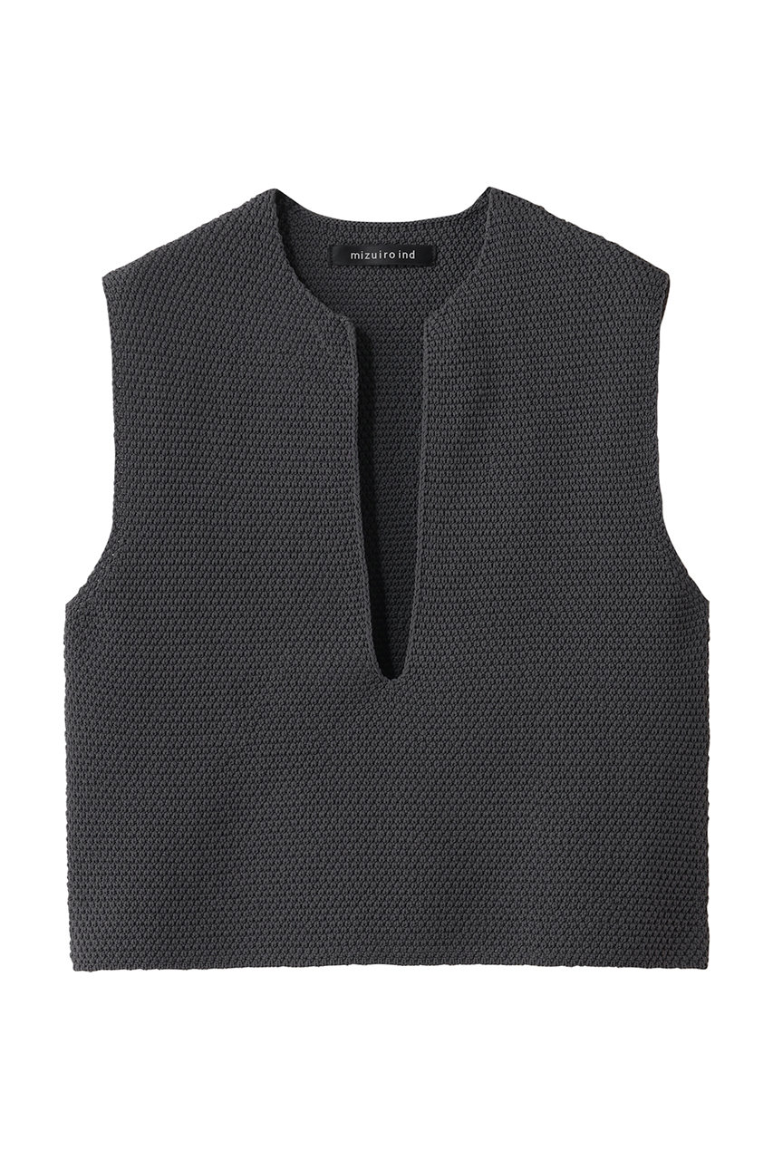 ミズイロインド/mizuiro indのdeep V neck vest ベスト(c.gray/1-220075)