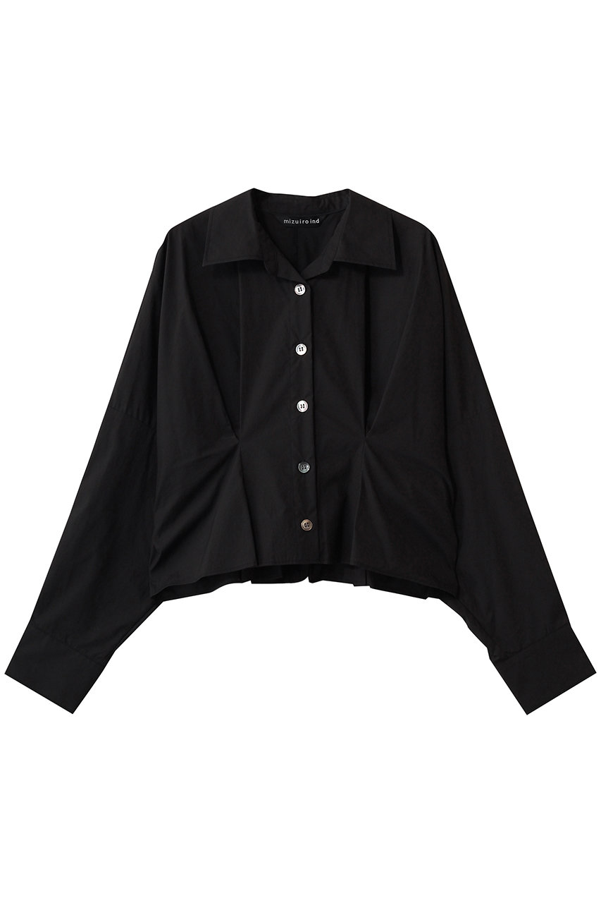 ミズイロインド/mizuiro indのcocoon short shirt シャツ(black/1-230164)