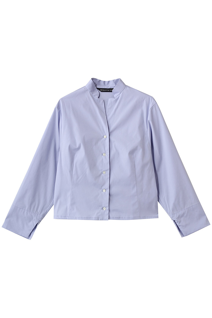 ミズイロインド/mizuiro indのstand collar short shirt シャツ(l.blue/1-230165)