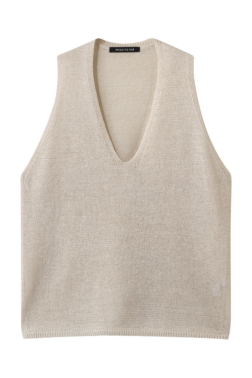 ミズイロインド/mizuiro indのwide V neck vest ベスト(ivory/1-220062)