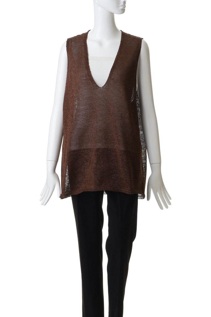mizuiro ind(ミズイロインド)｜wide V neck vest ベスト/ivory の通販