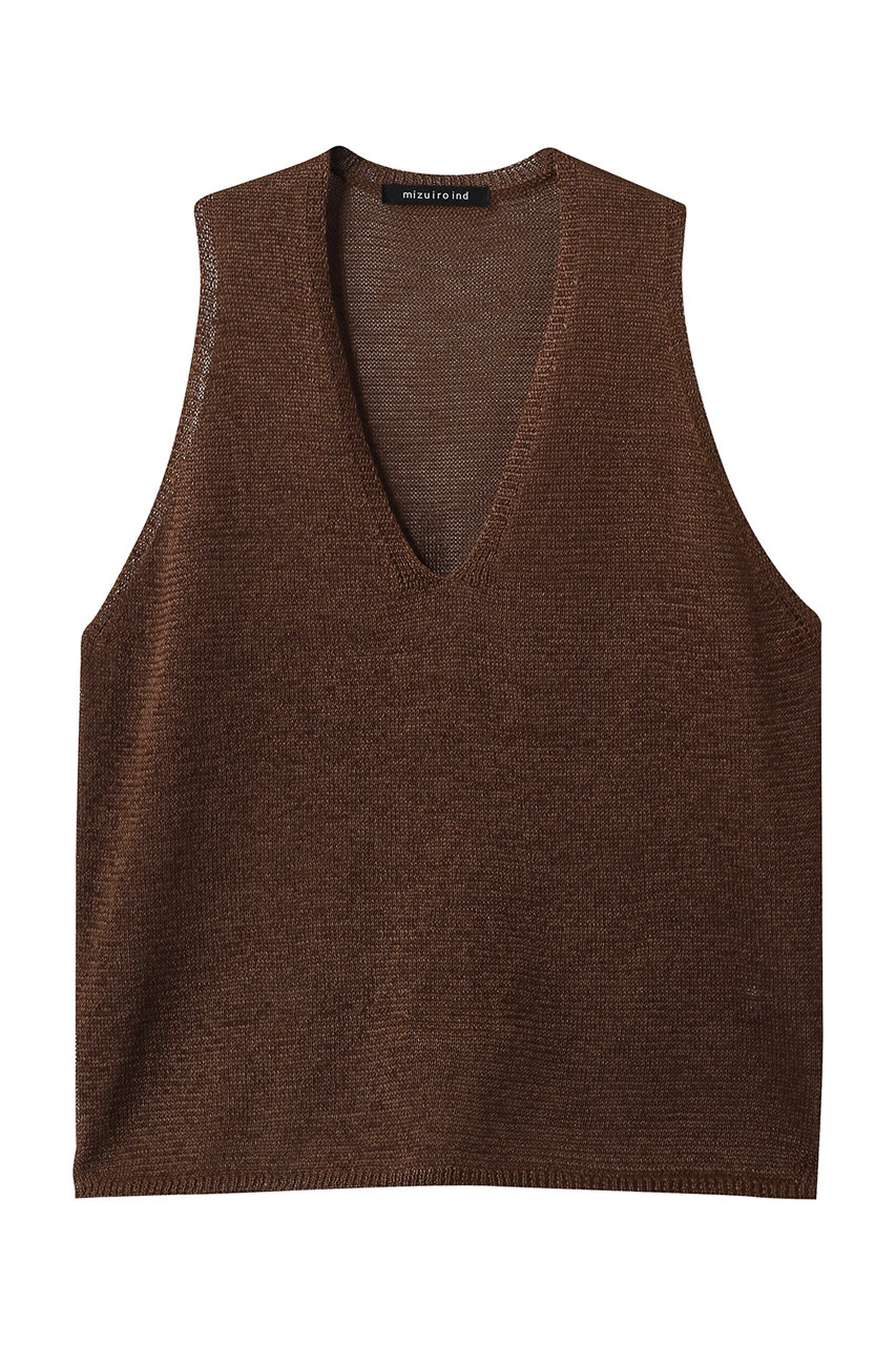 ミズイロインド/mizuiro indのwide V neck vest ベスト(brown/1-220062)