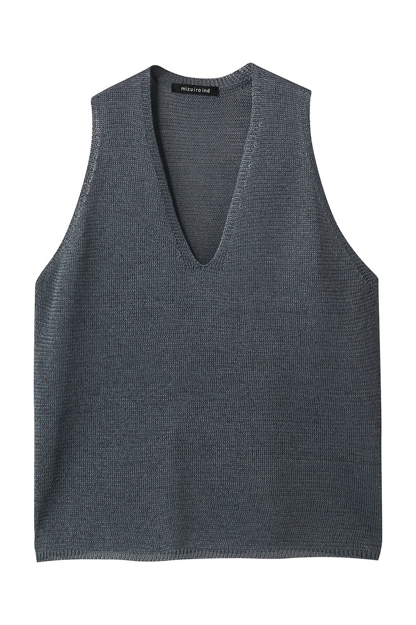 ミズイロインド/mizuiro indのwide V neck vest ベスト(c.gray/1-220062)