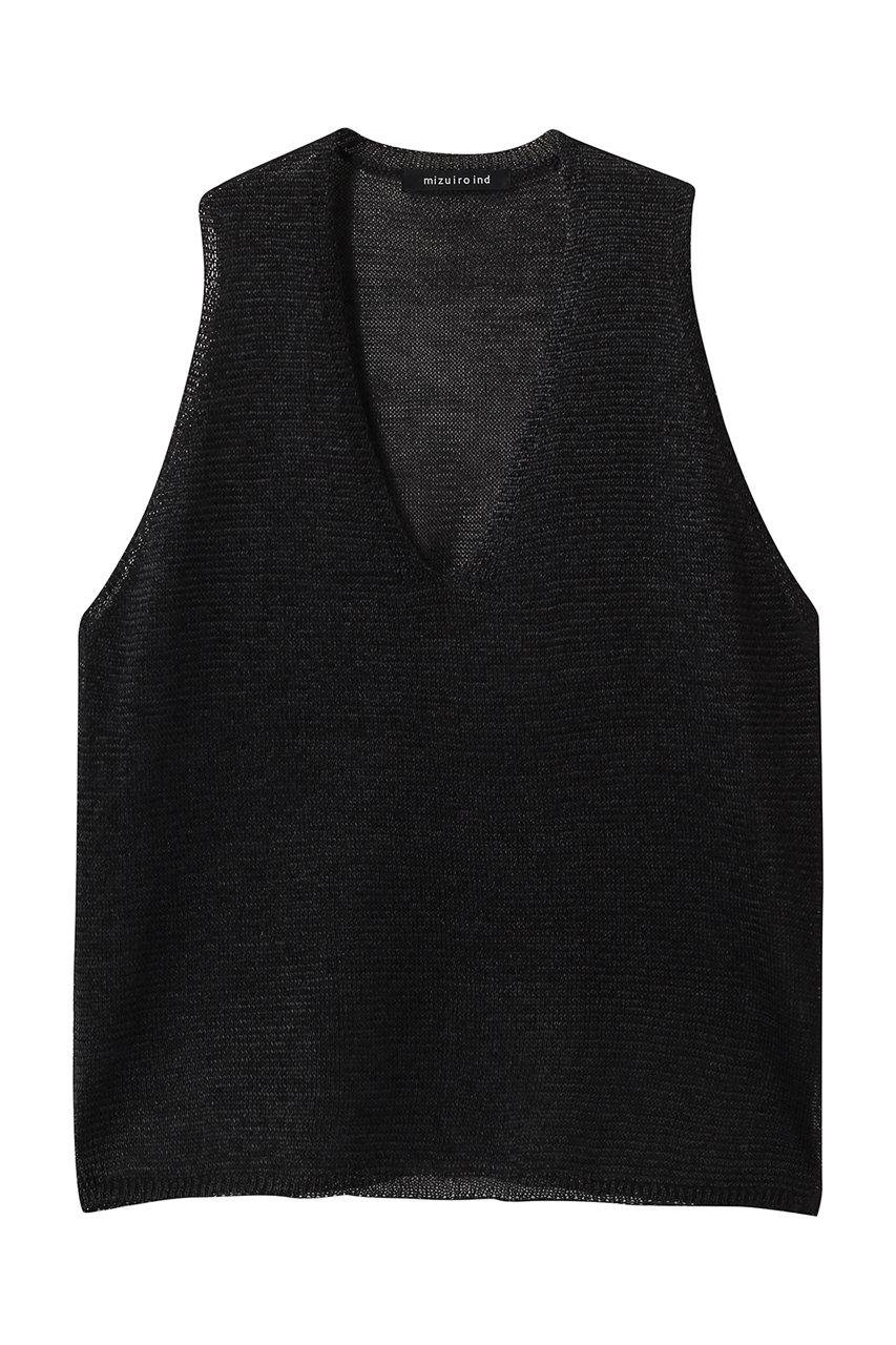 ミズイロインド/mizuiro indのwide V neck vest ベスト(black/1-220062)