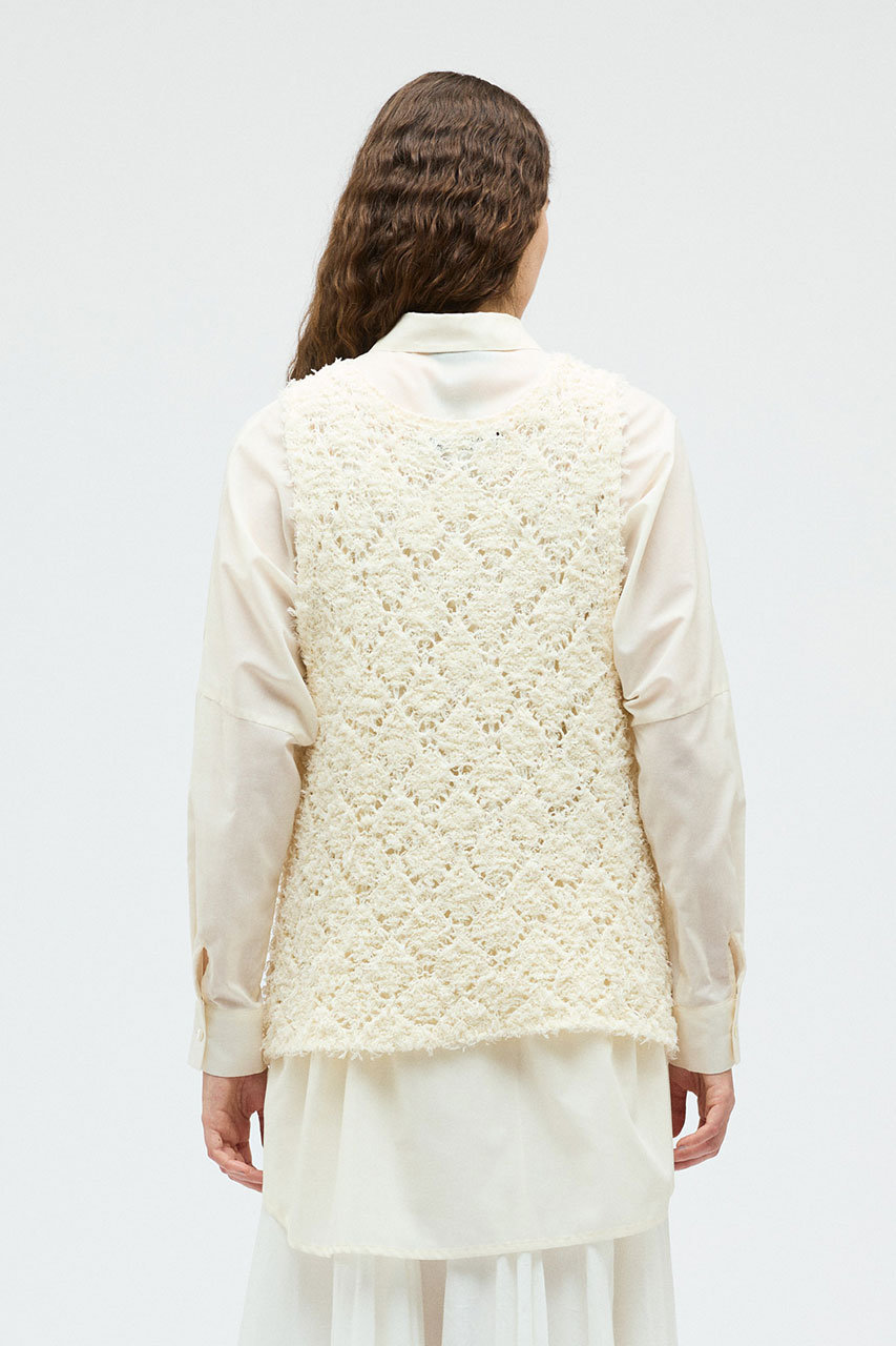 mizuiro ind(ミズイロインド)｜patterned vest ベスト/ivory の通販
