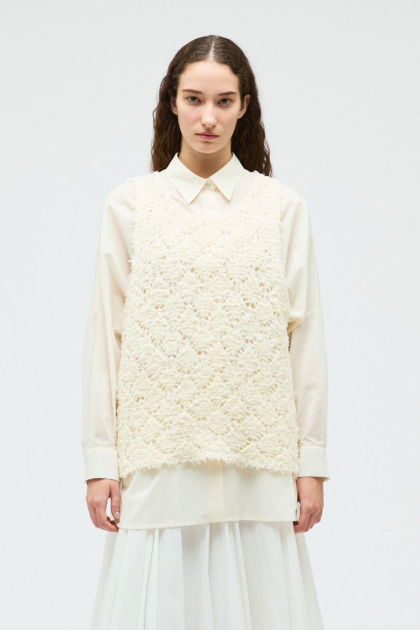 mizuiro ind(ミズイロインド)｜patterned vest ベスト/ivory の通販